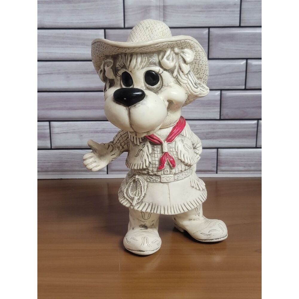 Vintage 1971 Creative Mfg. Inc. Dog Cowgirl Plastic Bank #A48